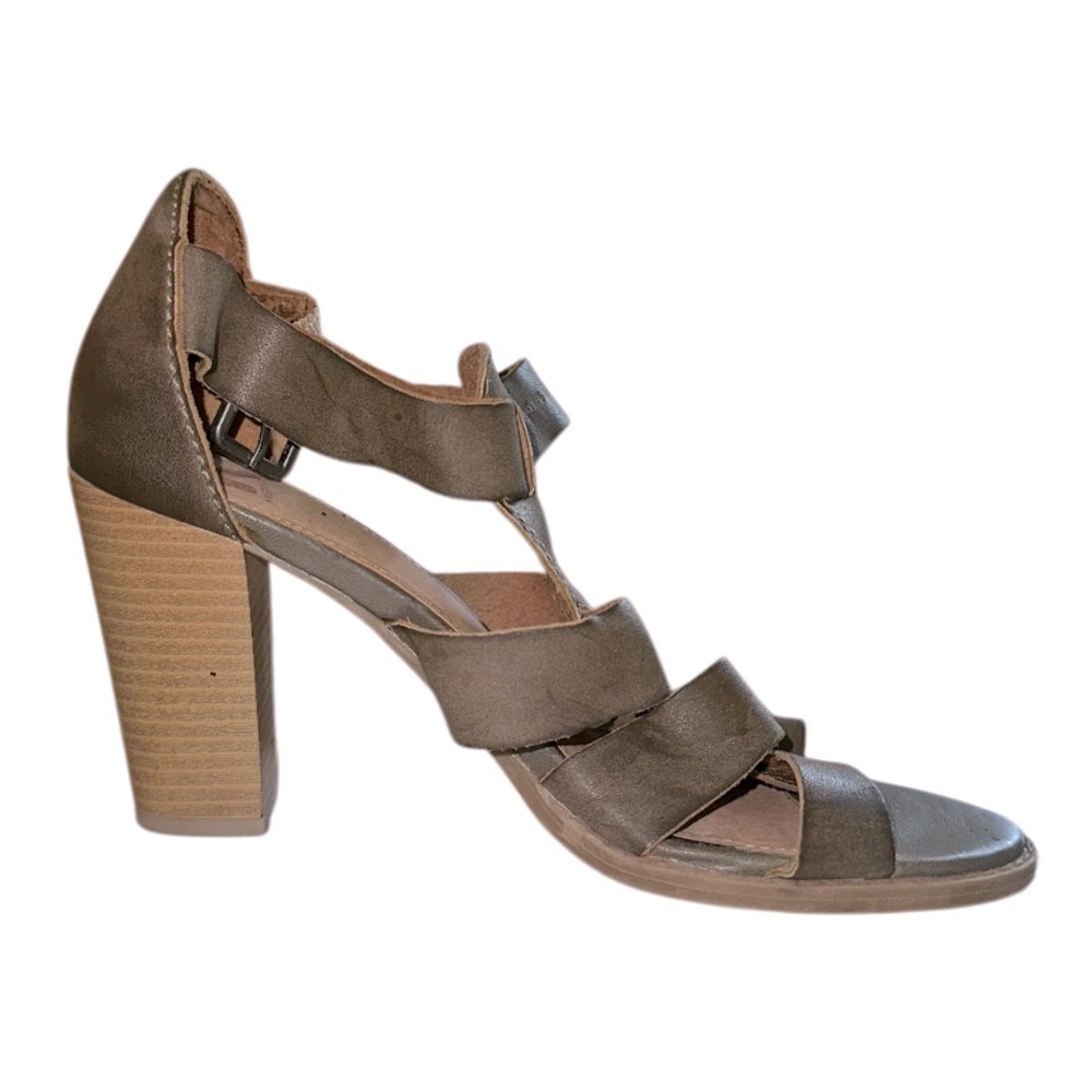 Rockport Caged Gladiator Sandals Army Green Vegan Leather Strappy Block Heels 8